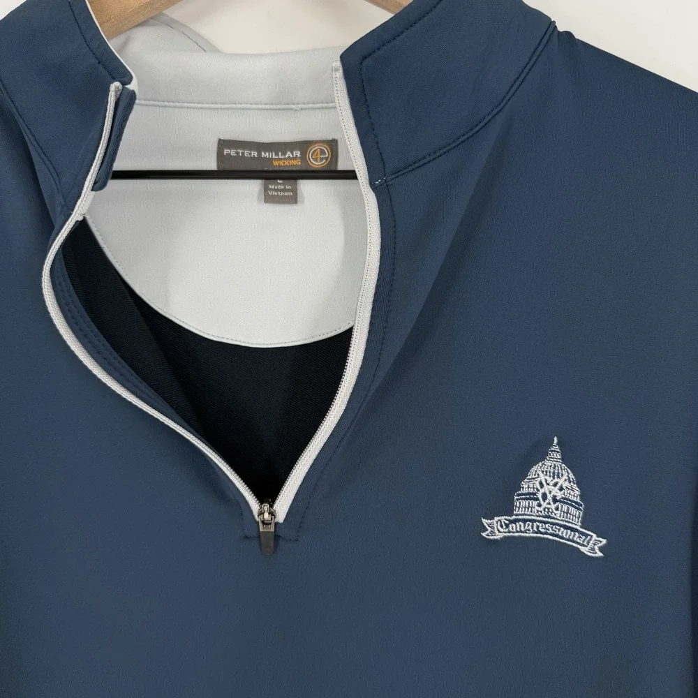 Peter Millar Crown Sport 1/4 Zip Pullover XL Blue Congressional Country Club